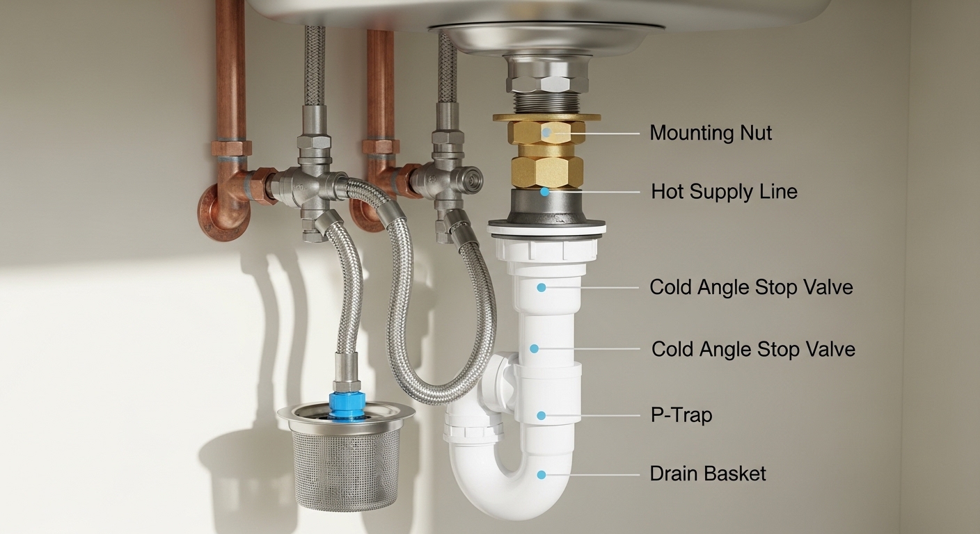 how to install kitchen sink faucet and drain